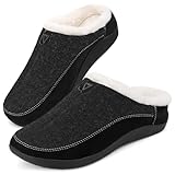 V.Step Orthopedic Slippers with Arch Support, Soft Sherpa Lining Plantar Fasciitis Slippers，Non Slip House Shoe Bedroom Indoor Outdoor Women Men Black UK8