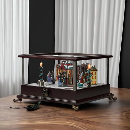 Carillon natalizio in legno, 8 V, decorazioni per le vacanze, volume regolabile, con 50 musica, per regali di compleanno, decorazioni per le vacanze, sfondi per trasmissioni dal vivo