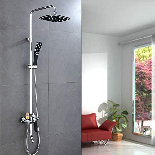 Badezimmer duschsystem Mit Runder Kopfbrause, Handbrause Und Wanneneinlaufhahn, Einweg-strombegrenzungstechnologie, Chrom-Finish,Schwarz