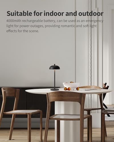 Cordless LED 12" Small Table Lamps Set of 2, Modern Portable Desk Lamp, 3 Color Dimming Rechargeable Battery Lights for Bedroom, Outdoor, Restaurant, Bedside, Baby Night Light, Gifts (Black) - Image 4