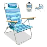 ARURU Tall Beach Chairs for Adults, Portable Folding Backpack Beach Chair Heavy Duty 5-Position Lay Flat with Cooler Bag, Cup Holder for Outdoor/Lawn/Trip/Picnic/Camping
