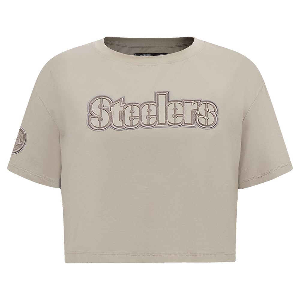 Pro Standard Womens NFL Pittsburgh Steelers Neutral Short Sleeve Boxy Tee Taupe 2XL