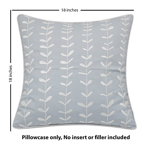Vagmine Embroidered Cotton Square Decorative Accent Throw Pillow Cover - For Master Bedroom, New Home, Anniversary, Farmhouse, Couch, Sofa -Lollipop-Robins Egg, 18X18 Inches #TOP6