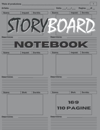 Storyboard Notebook 16:9: registi cinematografici, animatori e narratori creativi | Libro di storie in bianco album da disegno | Quaderni modello ... fumetti, cartoni animati |110 pagine