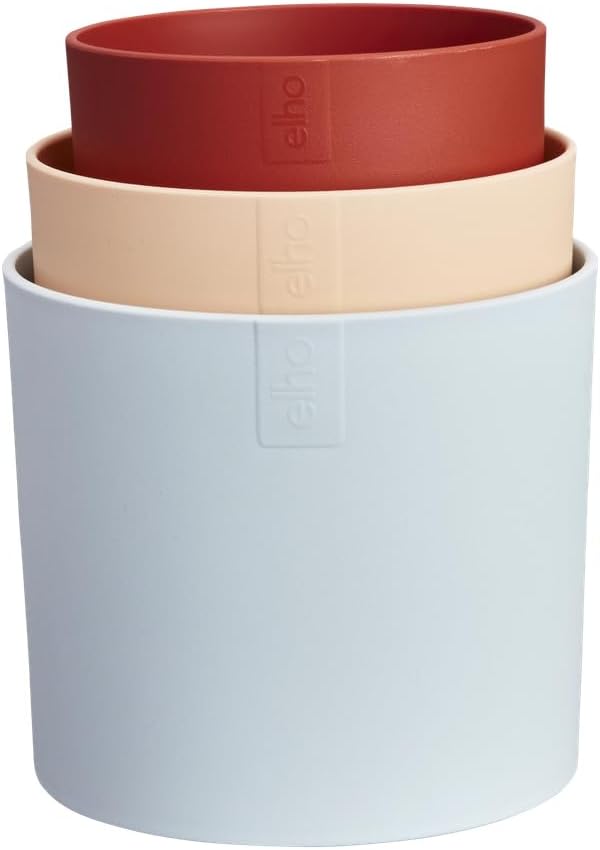 elho Lex Pott Set of 3 - Indoor Flower Pot - 100% Recycled Plastic - Diameter 11, 13 and 14 cm - Blue/Sky Blue