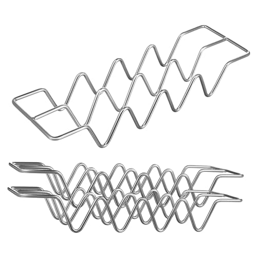 Garneck Space-saving 3 Piece Stainless Steel Rack Baking Trays for Tacos Soft Shell Holder Easy Storage