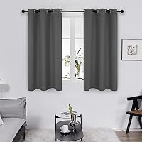 Deconovo Blackout Curtains Eyelet, Super Soft Thermal Insulated Noise Reduction Bedroom Curtains for Living Room, 38 x 63 Inch, Light Grey, 2 Panels