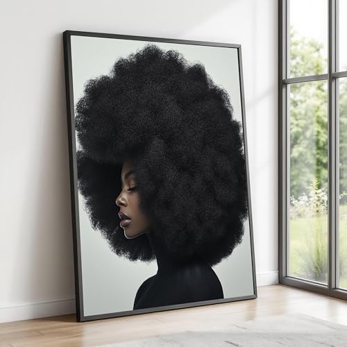 Toile afro de 60x90cm avec portrait de femme noire de profil pour décoration intérieure moderne