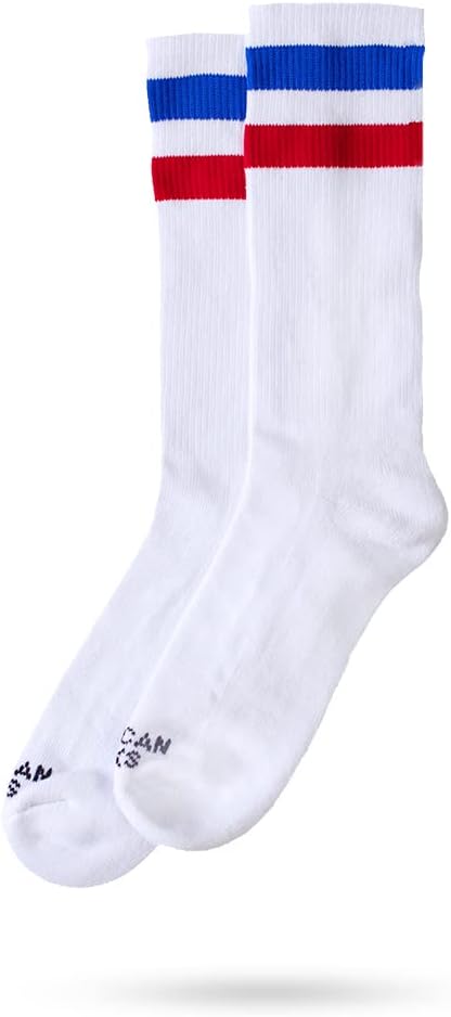 American Socks - Classic old school sports socks with stripes for running, cycling, biking, crossfit, skateboarding or the gym