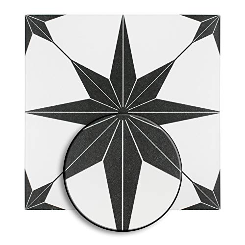 Somertile Stella Nero Encaustic 9-3/4" X 9-3/4" Porcelain Floor And Wall Tile #TOP5