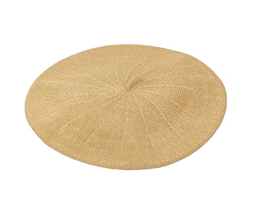 JOYHY Women's Summer Knitted Breathable Elastic Closure French Beret Hat Champagne