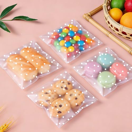 200 Stück Cellophantüten Selbstklebend Zellophantüten Klein 10 x 10 cm Mini Plastiktüten Kekstüten Transparent Kleine Tüten für Süßigkeiten Pralinen Kekse Geburtstag Hochzeit