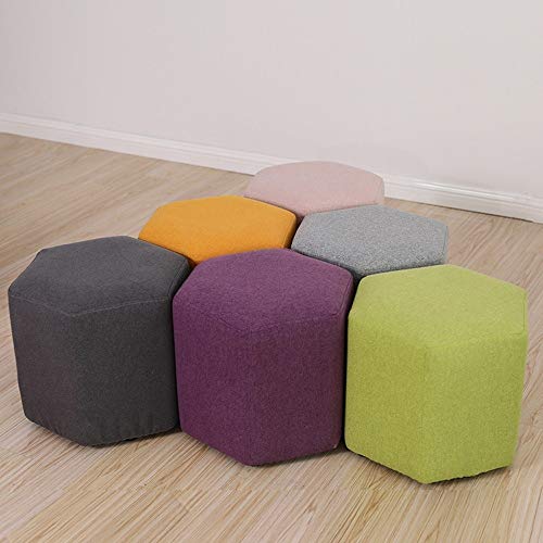 Repose-pieds rembourré vert et tabouret de salon hexagonal en bois pour table basse