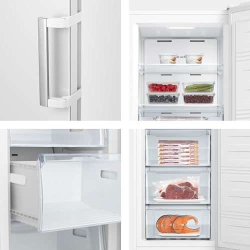 Hisense FV298N4AWE Gefrierschrank, 240 Liter Fassungsvermögen, Total NoFrost, Multi AirFlow, FastFreeze Funktion, Türanschlag wechselbar, LED Beleuchtung, weiß