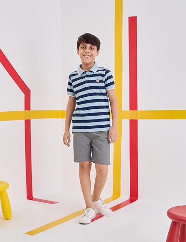 Image of Amazon Brand - Symbol Boys Cotton Rich Striped Polo Tshirt | Collar Tshirts | Half Sleeves | Regular Fit