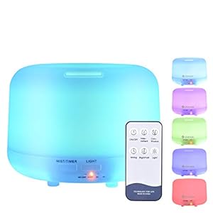 Zoeson 300mL Diffuseur d’Huiles Essentielles Diffuseur Aromathérapie Humidificateur Aromatique Ultrasonique, Lumière LED à 7 Couleurs Changeables Modes Réglables