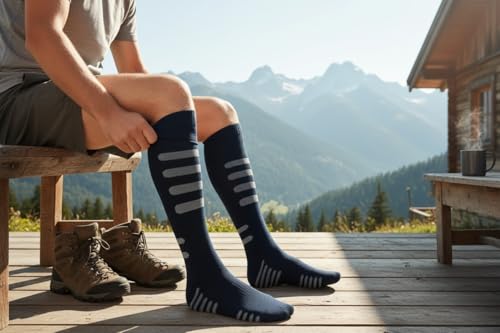 Lucchetti Socks Milano Chaussettes thermiques en polaire longues ski montagne lourdes noir bleu gris, Lot de 3 paires de gris, 41-46 – vue 6