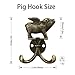KOXHERO Cute Flying Pig Decorative Wall Double Hook for Hanging Coat Keys Hats Towel Small Vintage Zinc Alloy Multi-Purpose Hook for Farmhouse Bathroom Kitchen Kids Room (Bronze 6Pcs)
