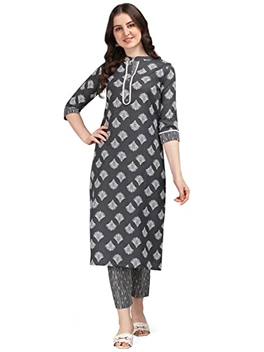 Image of NAINVISH Cotton Blend Floral Regular Women's Kurtas & Kurtis