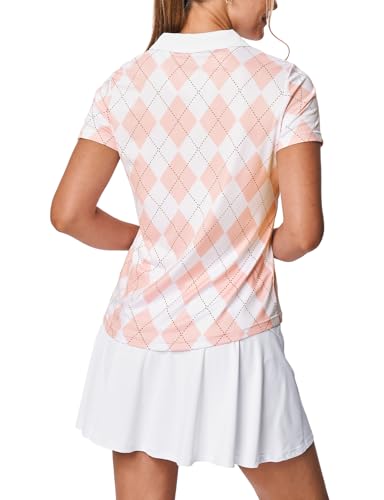 Image of BGOWATU Women's Short Sleeve Golf Tennis Polo Shirts V Neck Collared Workout Tops UV Protection Dry Fit