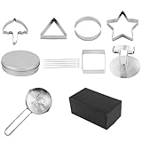 Tinoaly 13stk Ausstechformen Set, aus Edelstahl für die Herstellung von Zuckerbonbons mit Regenschirmen Sternen Quadraten Kreisen und Dreiecken selbstgemachten Ausstechformen zum Backen Herstellen