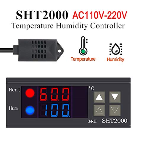 Diymore 6X12874 Temperature Humidity Controller,Diymore Sht2000 Thermostat Ac 110V-230V 10A Digital Led Display Multifunction Thermometer Hygrometer thumb #1