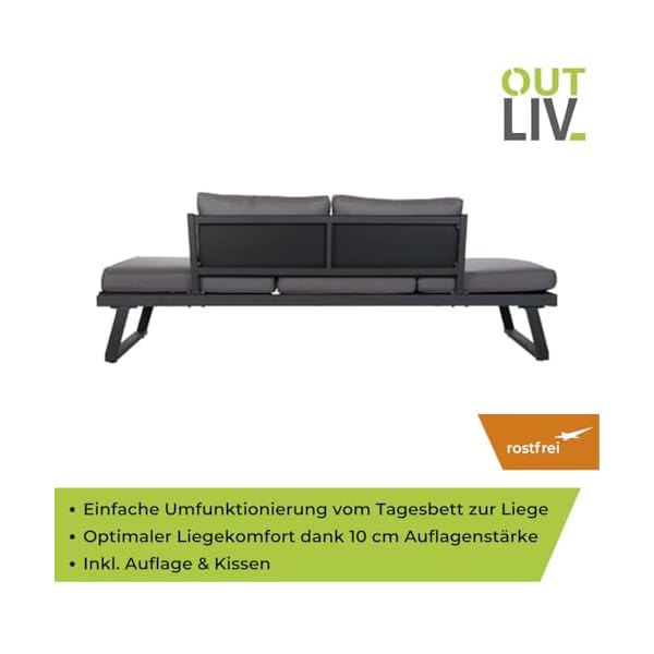 OUTLIV. Gartenliege Lucca Aluminium Dunkelgrau