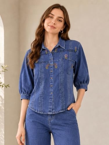 TRENDMALLS blue denim co-ord set – image 5