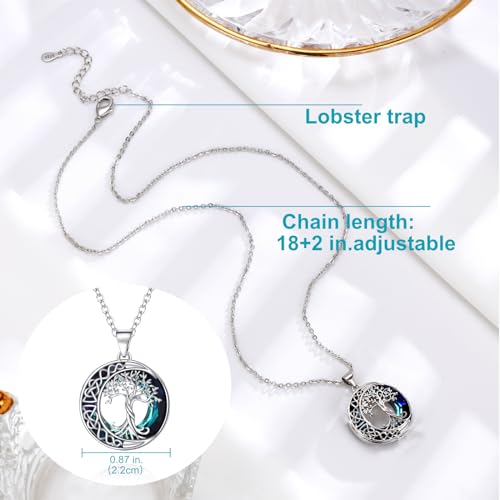 Tree of Life Necklace S925 Sterling Silver Crystal Tree of Life Pendant Necklace Celtic Knot Full Moon Tree of Life Women's Jewellery Gift4