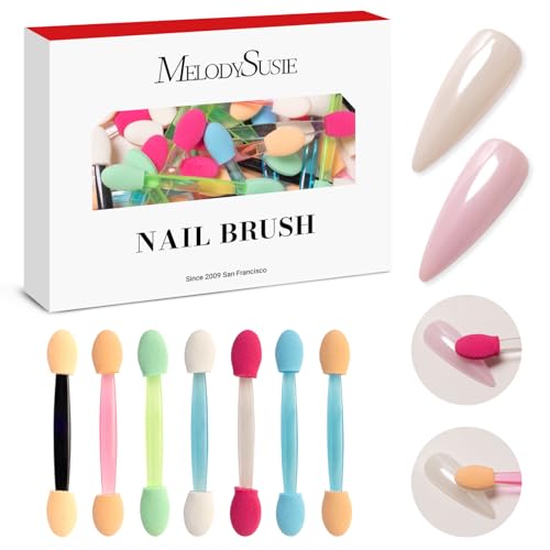 MelodySusie 50Pcs Chrome Nail Powder Brushes, Disposable Dual Sides Eye Shadow Sponge Applicator...