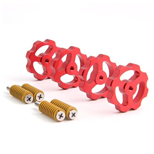 Zeberoxyz 4PCS Upgrade Red Aluminum Hand Twist Leveling Nut Diameter38mm and Hot Bed Die Spring and M4x40mm Screws for CR-10/CR-10S/Ender-3/Ender 3 Pro/Ender 5 3D Printer (Diameter 38mm-Aluminum)