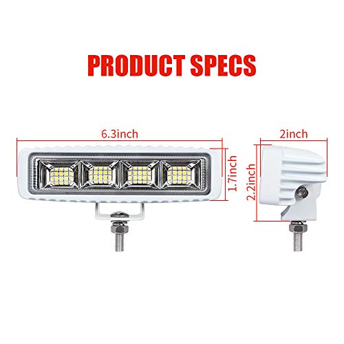 Exzeit Waterproof Led Boat Lights, 2 Pc 72W Deck/Dock Marine Lights 4000Lms 120°Flood Light, 6.3Inch, 12/24 V Led Light Bar #TOP3