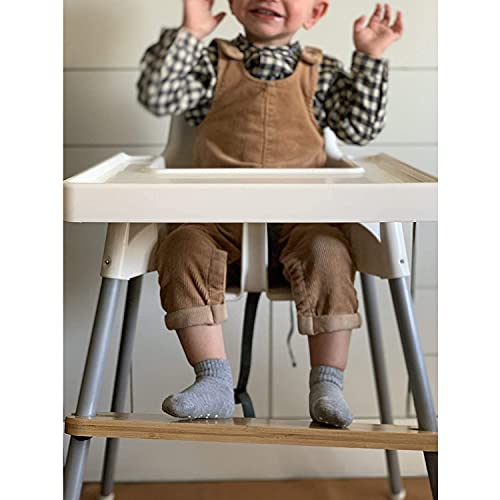 Rutschfeste Bambus-Hochstuhl-Fußstütze Verstellbar mit Gummiringen - Natürliche Holz-Zubehör Kompatibel mit IKEA Antilop