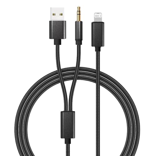 Aux Cable for iPhone in Car, 2 in 1 Aux USB A to Lightning Cable 3.6FT, No Lag HIFI Sound Quality 3.5mm Audio Cable Compatible with iPhone 14/Pro 13/Pro 12 11 for Stereo Headphones Speaker