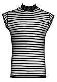 ORION Herren Shirt L, Netzlook Oberteil mit Stehkragen, Clubwear, schwarz