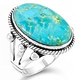 Turquoise Ring in Sterling Silver 925 & Genuine Turquoise Size 5 to 12 (9)