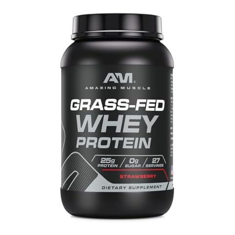 Amazing Muscle Grass-Fed Whey Protein Powder Supplement | 2 Lb (907 G) | Non-GMO | Glute-Free | Made in USA Cover