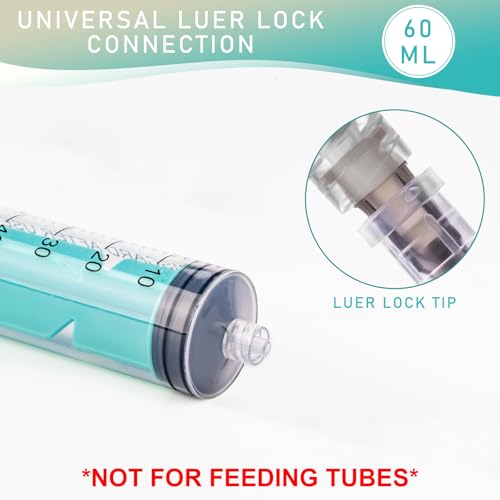 Vaokin 60ml Luer Lock Syringe with Cap, Individually Sterile Wrapped, 20Pack Green (Not For Feeding Tubes) - Thumbnail 3