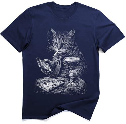 T-shirt Chat Business Fumant Cocktail en coton premium au graphisme mème soigné