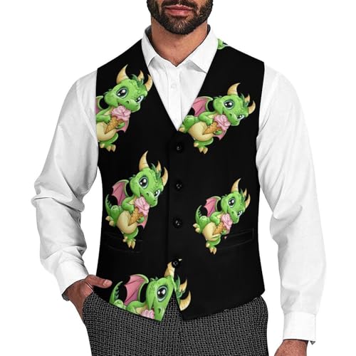 Dragon Mens Slim Fit Suit Vest Dress Waistcoat Casual Business Vest