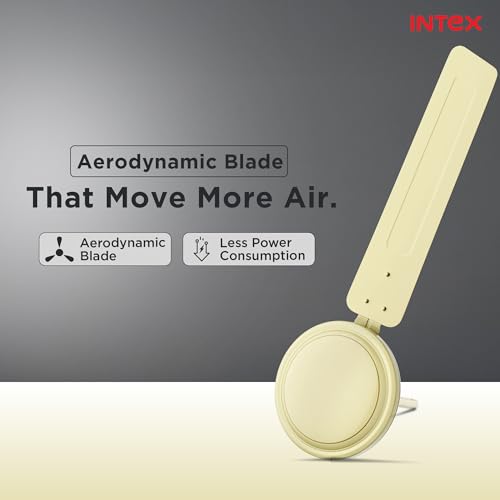 Image of Intex Aero Silk 1200MM Ceiling Fan 3 Blade 380 RPM | High Speed Motor 210 CMM | Air Delivery 50W Low Power Double Ball Bearing | Rust Proof Body 3 Speed Control 24 Month Warranty (Ivory)
