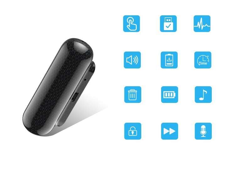 Cyfrowy dyktafon Q77 | przenośny dyktafon USB 32GB z magnesem | rejestrator dźwięku z aktywacją głosu, HD 192kbps, bateria 3000mAh, do 500 godzin nagrywania