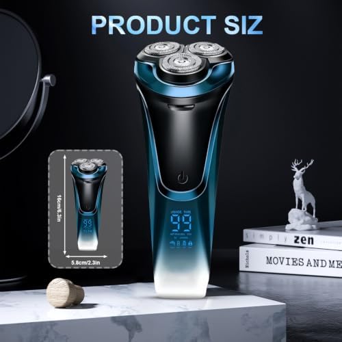 Snapbuy Electric Razor for Men, Electric Razor Pro of Father, 4D Floating Head Rotary Shaver,2025 New Electri c Shaver with LCD Display & Quiet Motor, IPX7 Waterproof (Blue) Alternate view