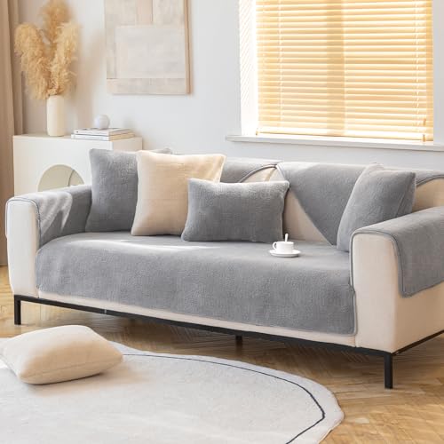 Sofa Überzug- für 1-4 Sitzer, Samt sofa überwurfdecke- mit Rutschfester Unterlage, Sofa überzug l form Sofa Cover Couch Überzug für Haushalte mit Hunden ,Verdicken Sofa Überzug Ecksofa für den Winter