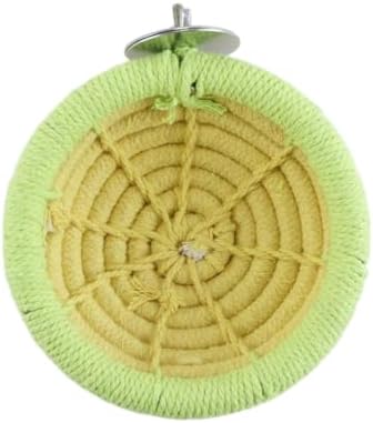 Nido de pájaro de cuerda de algodón, tejido a mano, nido de cría para loros, periquitos, cacatúas y cotorras (amarillo)