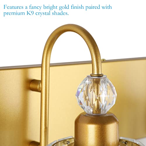 Ralbay Gold Vanity Lights 4-Lights Gold Crystal Bathroom Vanity Lights Over Mirror Modern Crystal Bathroom Wall Lighting Fixtures by Ralbay - Image 7