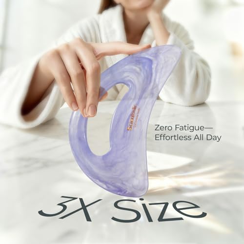 Image of Scienlodic Gua Sha Massage Tool with Handle (Resin) Larger Guasha Body Scraping Tool for Back Legs Neck Massage, Lymphatic Drainage, Cellulite Remove - Large Baby Blue