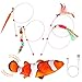 Yolistar 5 PCS Juguete Pluma de Gato Interactivo, incluir Juguetes Pez para Gatos, Juguete de Cazador de Gatos Interactivo Varita con Campanas para Ejercitar Gatos y Gatitos
