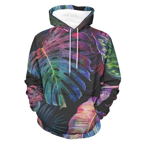 Hoodie unisexes UMENG imprimé feuilles taille S | Sweatshirt à capuche