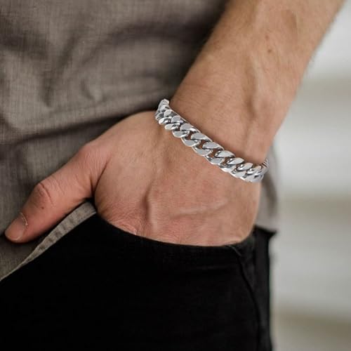 Pulsera Ahiller de Acero Inoxidable con Eslabones Cubanos para Hombre miniatura 2